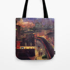 'The City from Greenwich Village' New York City subway cityscape by John French Sloan Tote Bag Gallery Image 1