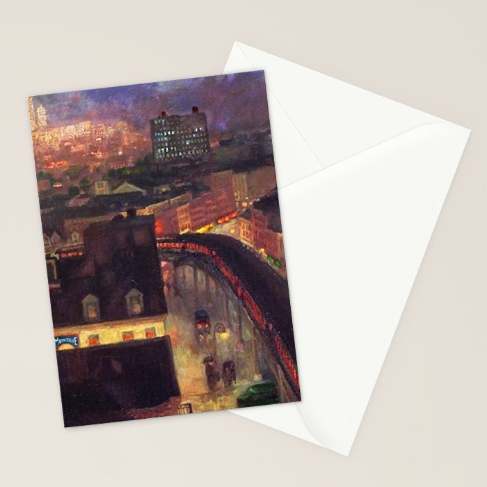 'The City from Greenwich Village' New York City subway cityscape by John French Sloan Stationery Card Gallery Image 2