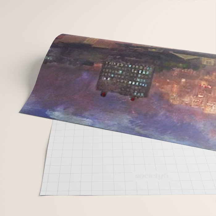 'The City from Greenwich Village' New York City subway cityscape by John French Sloan Wrapping Paper Gallery Image 2