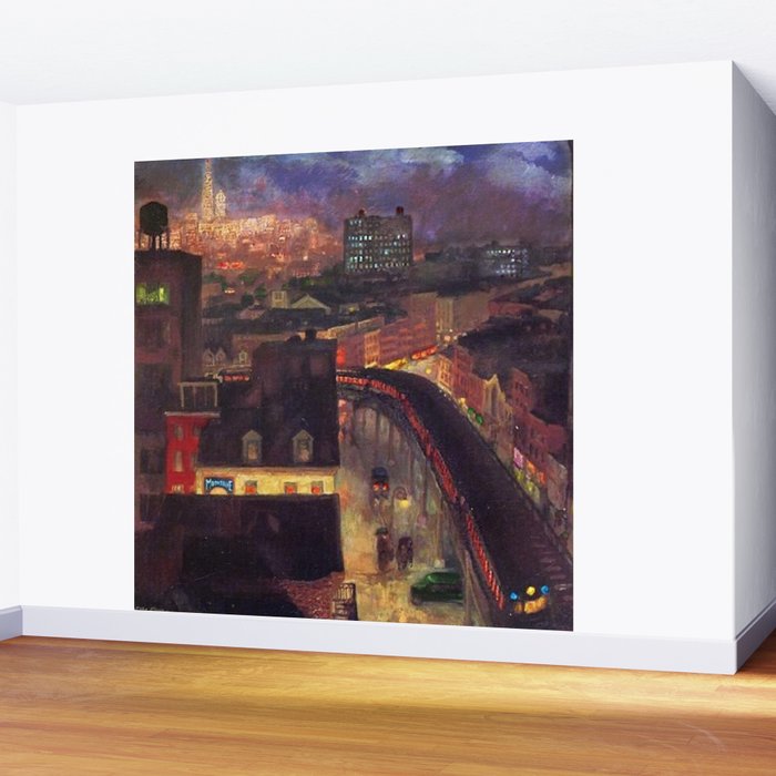 'The City from Greenwich Village' New York City subway cityscape by John French Sloan Wall Mural Gallery Image 2