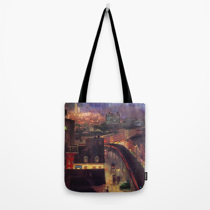 'The City from Greenwich Village' New York City subway cityscape by John French Sloan Tote Bag Gallery Image 2