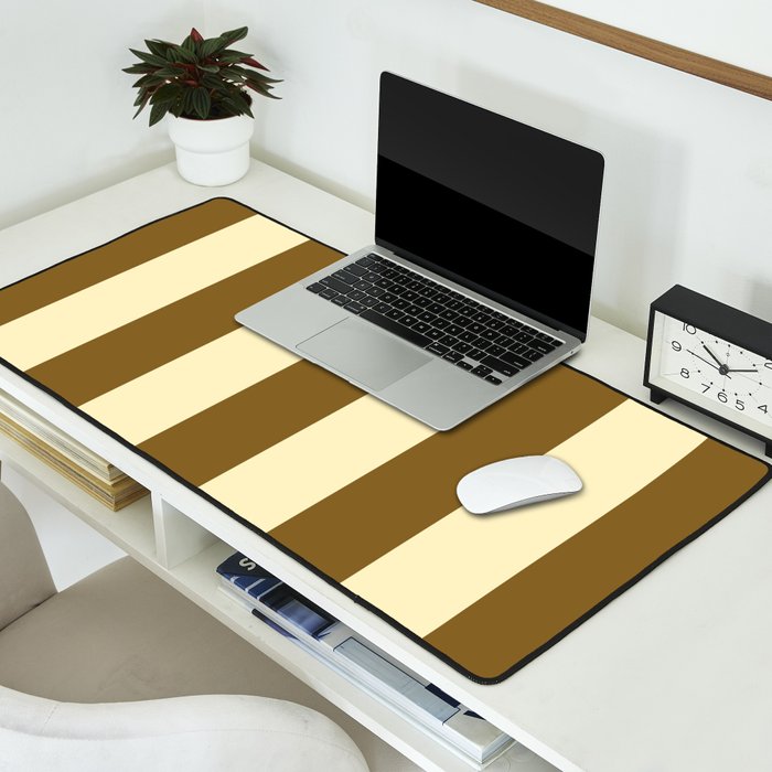 Burnt Sugar Coconut Striped Elegance Desk Mat Gallery Image 2