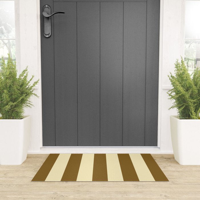Burnt Sugar Coconut Striped Elegance Welcome Mat Gallery Image 3