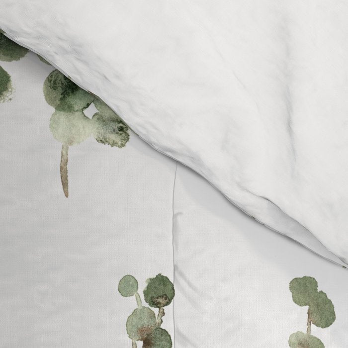 Eucalyptus (watercolor finger painting) Comforter Gallery Image 4