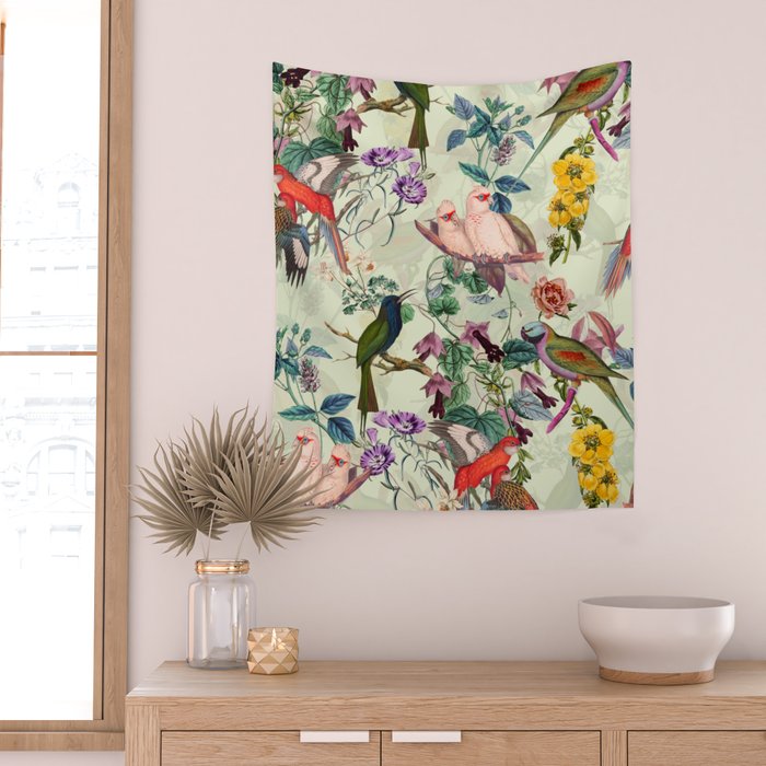 Floral and Birds VIII Wall Tapestry Gallery Image 2