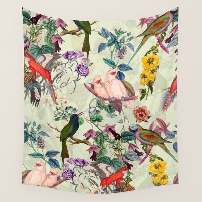 Floral and Birds VIII Wall Tapestry Gallery Image 4