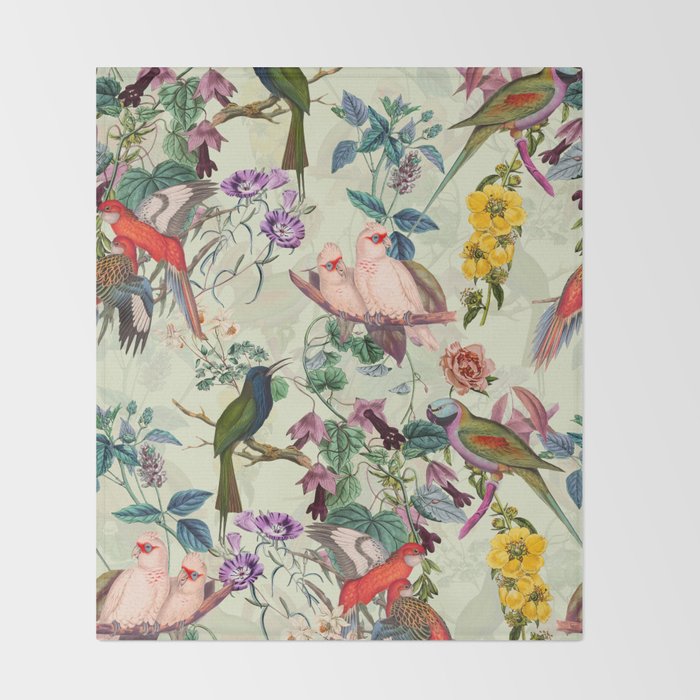Floral and Birds VIII Throw Blanket Gallery Image 2