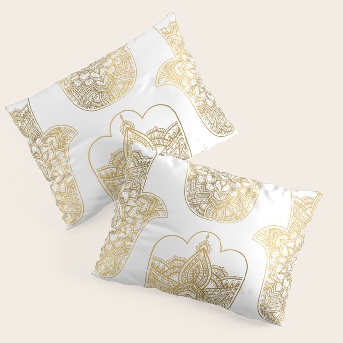 golden hamsa fatma hand and mandala on classic blue Pillow Sham Gallery Image 3