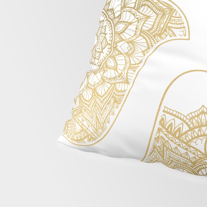 golden hamsa fatma hand and mandala on classic blue Pillow Sham Gallery Image 4