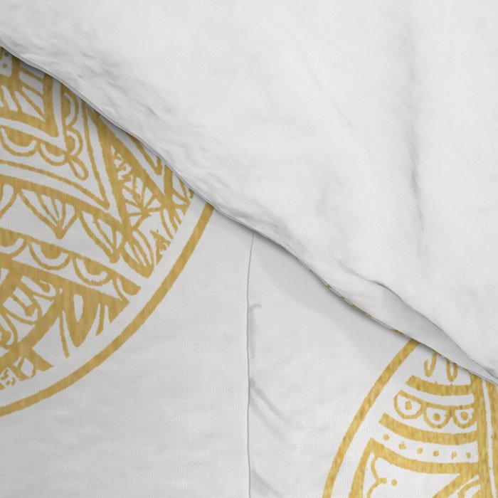 golden hamsa fatma hand and mandala on classic blue Comforter Gallery Image 4