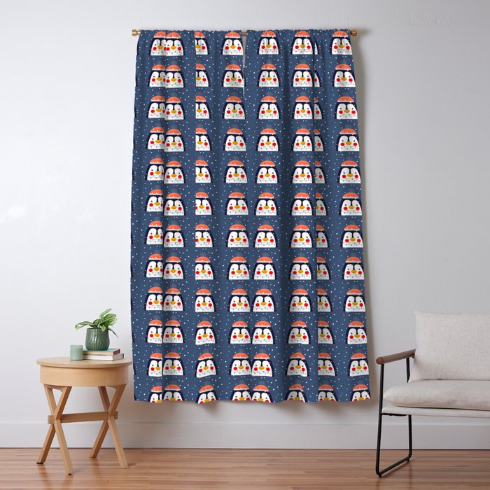 Christmas Penguin with fairy lights no2 Window Curtain Gallery Image 5