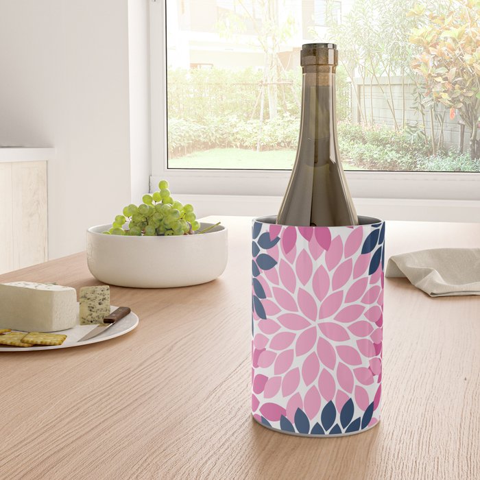 Flower Burst Petals Navy Pink Wine Chiller Gallery Image 4