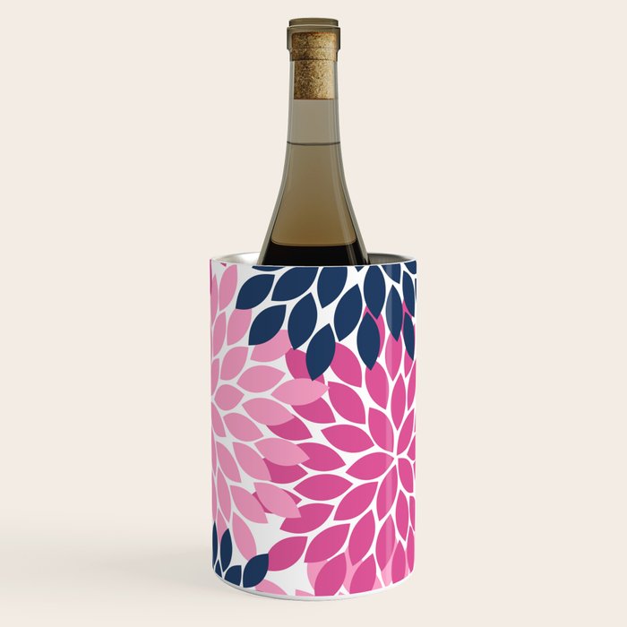 Flower Burst Petals Navy Pink Wine Chiller Gallery Image 3