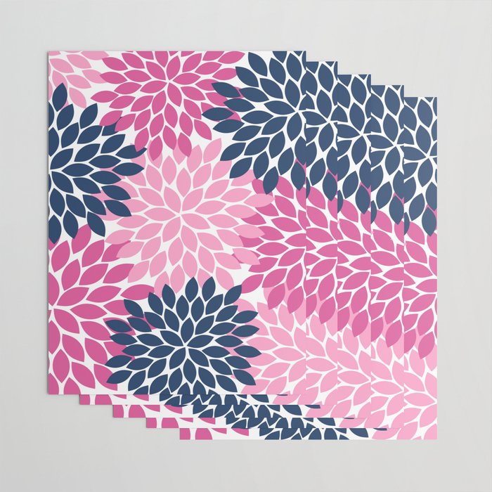 Flower Burst Petals Navy Pink Wrapping Paper Gallery Image 3