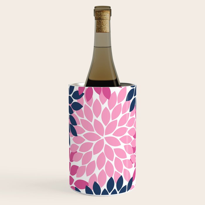 Flower Burst Petals Navy Pink Wine Chiller