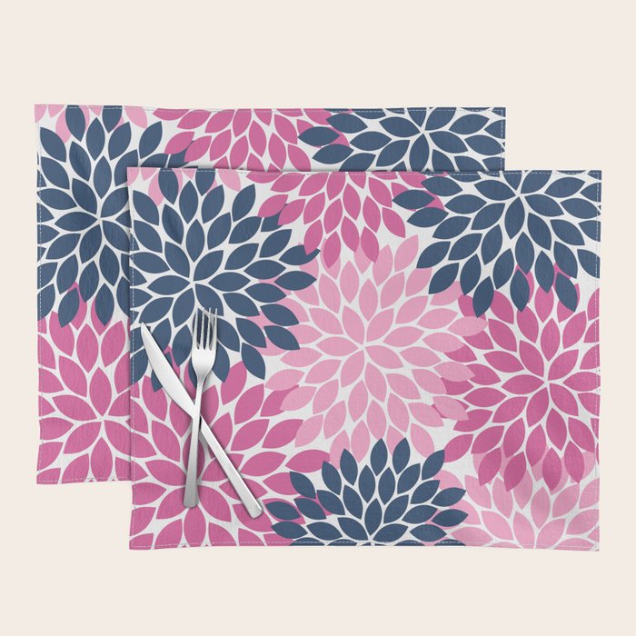 Flower Burst Petals Navy Pink Placemat Gallery Image 1