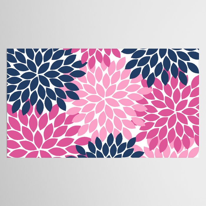 Flower Burst Petals Navy Pink Tablecloth Gallery Image 2