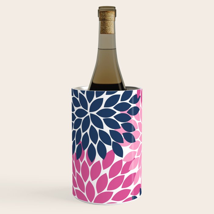 Flower Burst Petals Navy Pink Wine Chiller Gallery Image 2