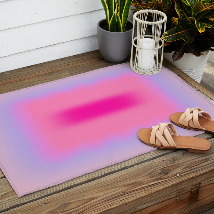 Pink Abstraction - Mid Century Minimalist Gradient Outdoor Rug Gallery Image 2