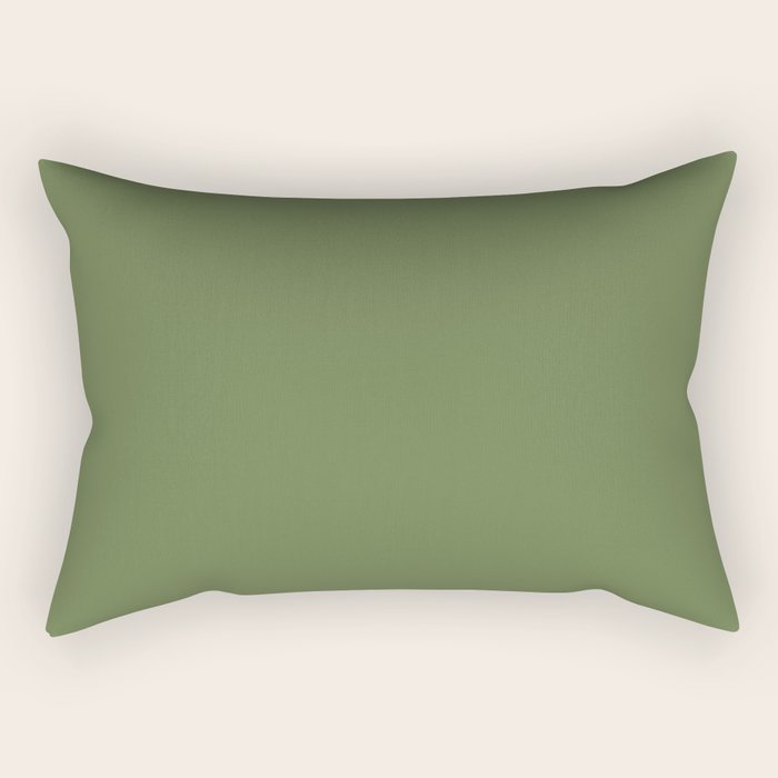 Basil Green Solid Color Rectangular Pillow Gallery Image 2