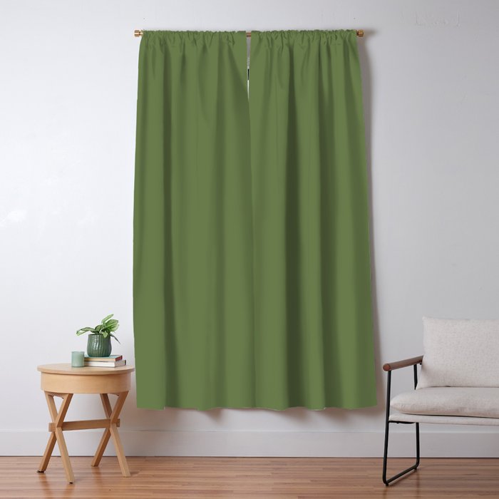 Basil Green Solid Color Window Curtain Gallery Image 5