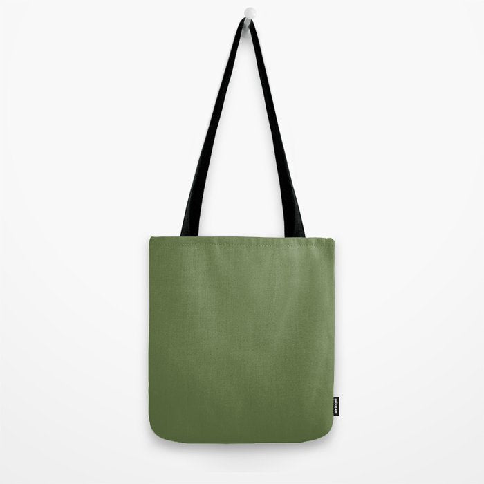 Basil Green Solid Color Tote Bag Gallery Image 2