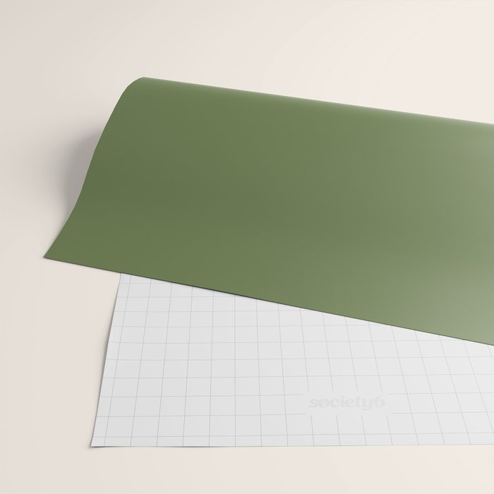 Basil Green Solid Color Wrapping Paper Gallery Image 2