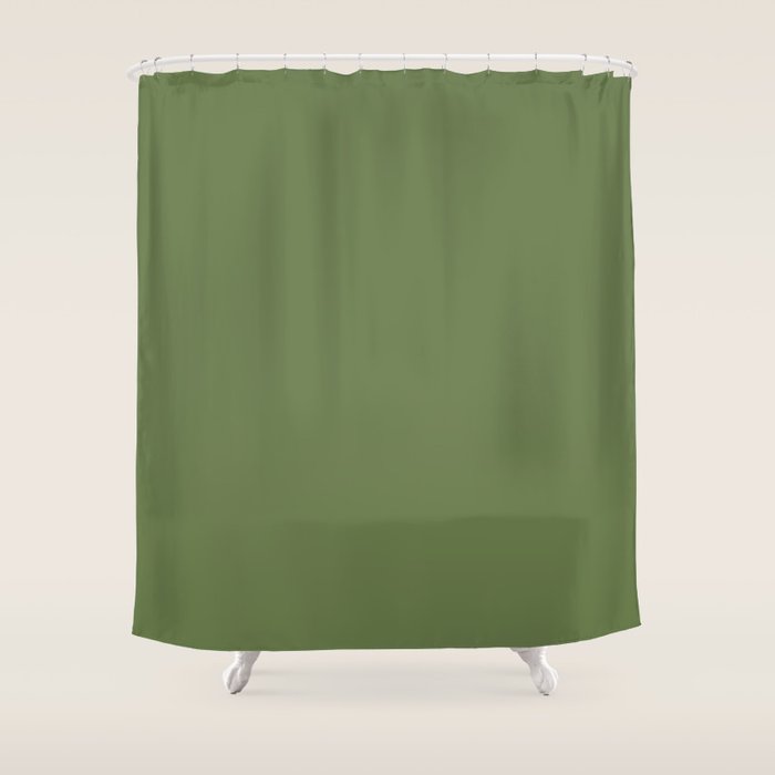 Basil Green Solid Color Shower Curtain Gallery Image 1