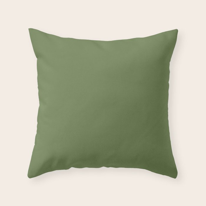 Basil Green Solid Color Throw Pillow Gallery Image 1