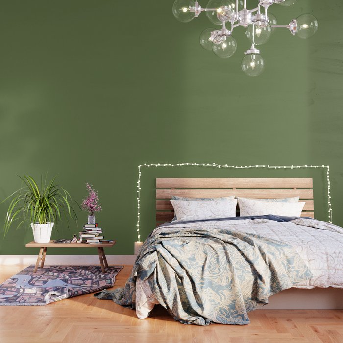 Basil Green Solid Color Wallpaper Gallery Image 1