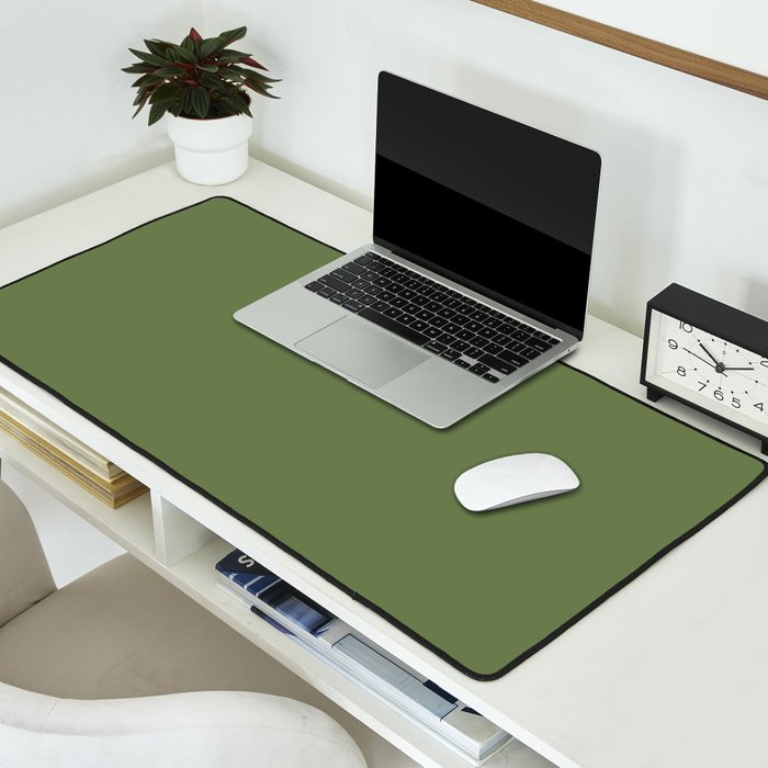 Basil Green Solid Color Desk Mat Gallery Image 2