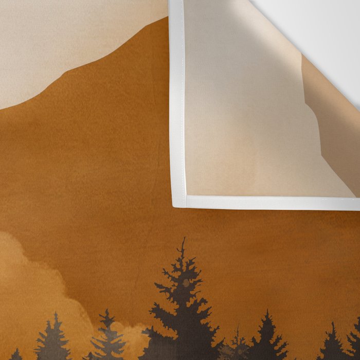 Golden Glimmer Mountain Lake Wall Tapestry Gallery Image 3