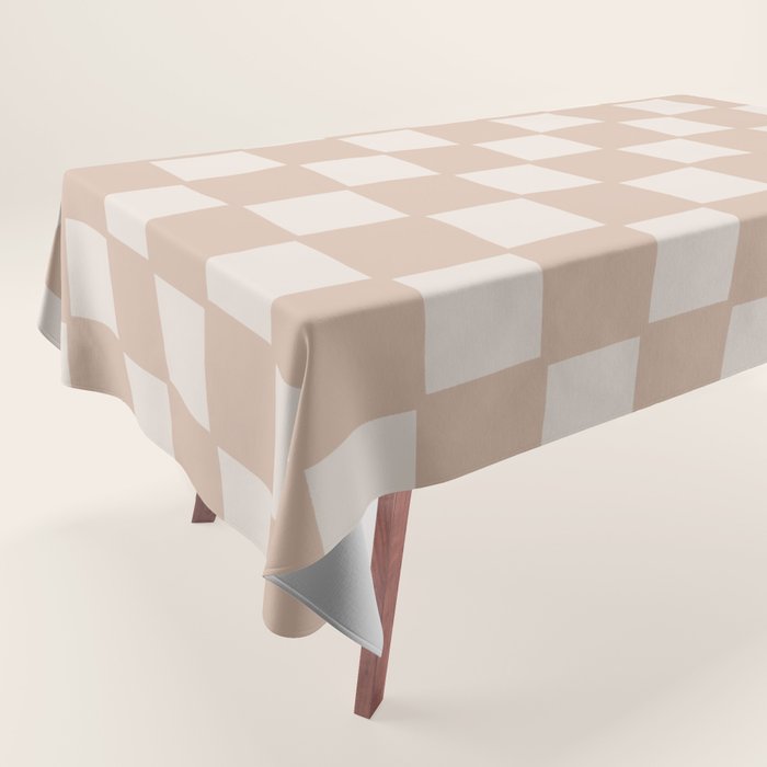 Playful check in sandy beige Tablecloth Gallery Image 1