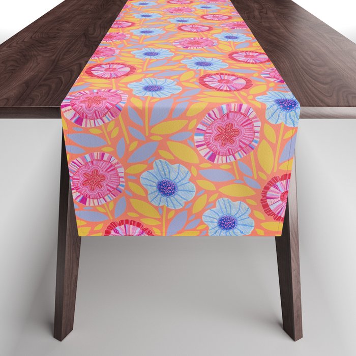Folk Floral Blossoms in Sweet Peach Table Runner Gallery Image 1