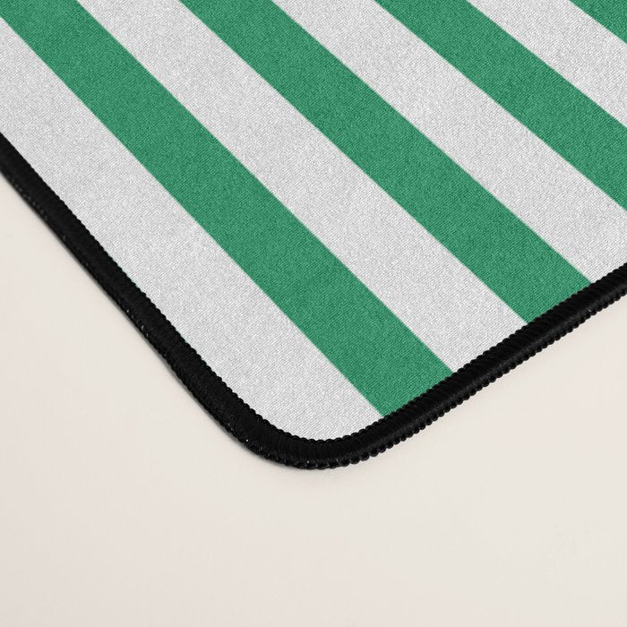 Narrow Vertical Stripes Kelly Green and White Pattern Desk Mat Gallery Image 4