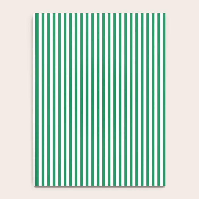 Narrow Vertical Stripes Kelly Green and White Pattern Notebook Gallery Image 4