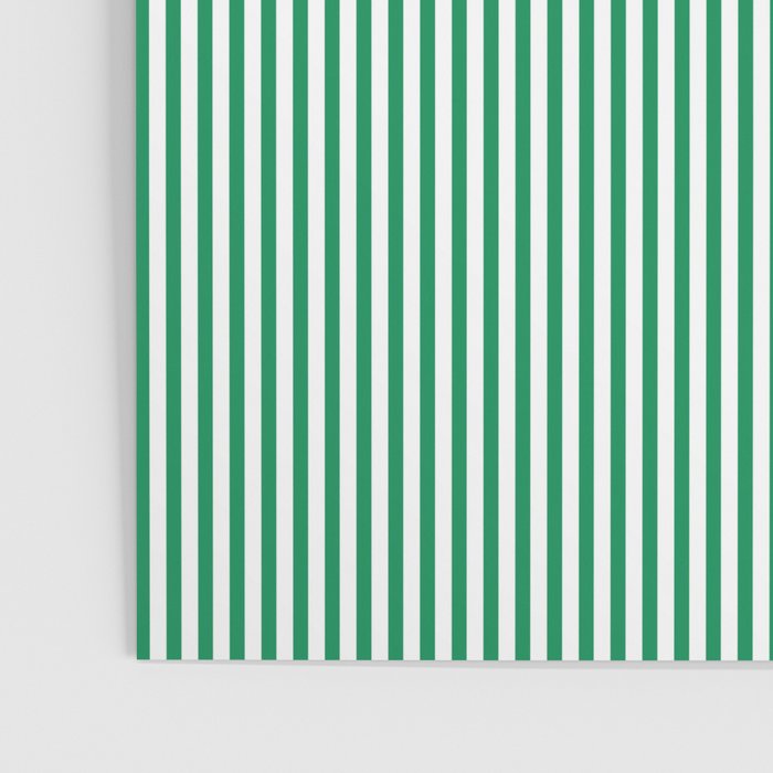 Narrow Vertical Stripes Kelly Green and White Pattern Poster Gallery Image 3