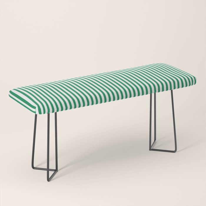 Narrow Vertical Stripes Kelly Green and White Pattern Bench Gallery Image 1