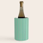Narrow Vertical Stripes Kelly Green and White Pattern Wine Chiller Gallery Image 1
