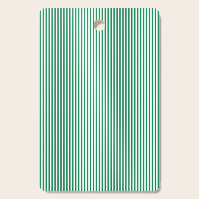 Narrow Vertical Stripes Kelly Green and White Pattern Cutting Board Gallery Image 1