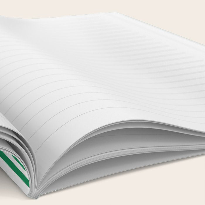 Narrow Vertical Stripes Kelly Green and White Pattern Notebook Gallery Image 2