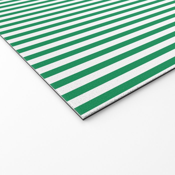 Narrow Vertical Stripes Kelly Green and White Pattern Welcome Mat Gallery Image 2