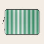 Narrow Vertical Stripes Kelly Green and White Pattern Laptop Sleeve Gallery Image 1