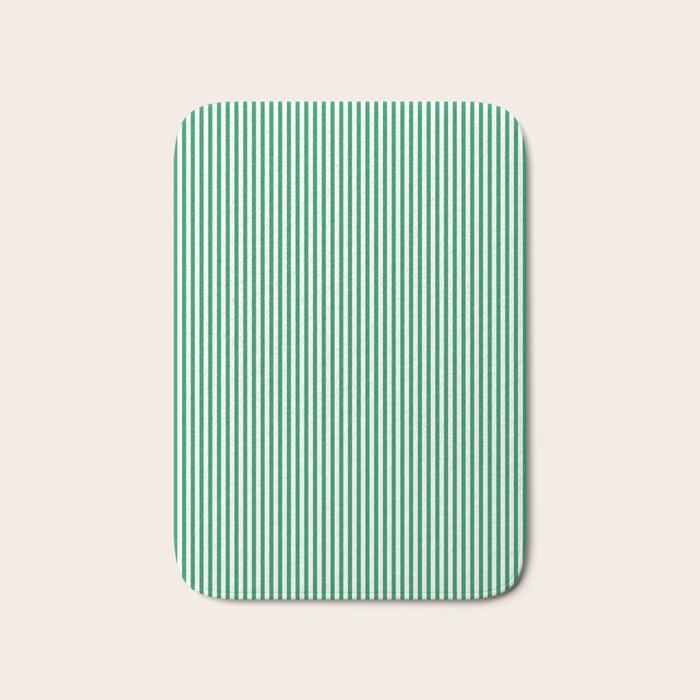 Narrow Vertical Stripes Kelly Green and White Pattern Bath Mat Gallery Image 1