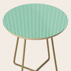 Narrow Vertical Stripes Kelly Green and White Pattern Side Table Gallery Image 2