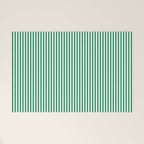 Narrow Vertical Stripes Kelly Green and White Pattern Welcome Mat Gallery Image 1