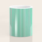 Narrow Vertical Stripes Kelly Green and White Pattern Coffee Mug Gallery Image 4
