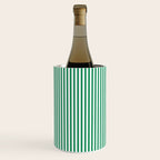 Narrow Vertical Stripes Kelly Green and White Pattern Wine Chiller Gallery Image 3