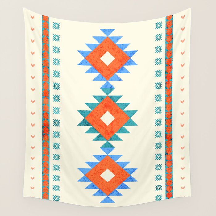 geometry navajo pattern no3 Wall Tapestry Gallery Image 1