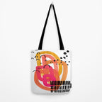 Modern Mid Century Fun Colorful Abstract Minimalist Painting Ombre Yellow Magenta Infinity Circles Tote Bag Gallery Image 2